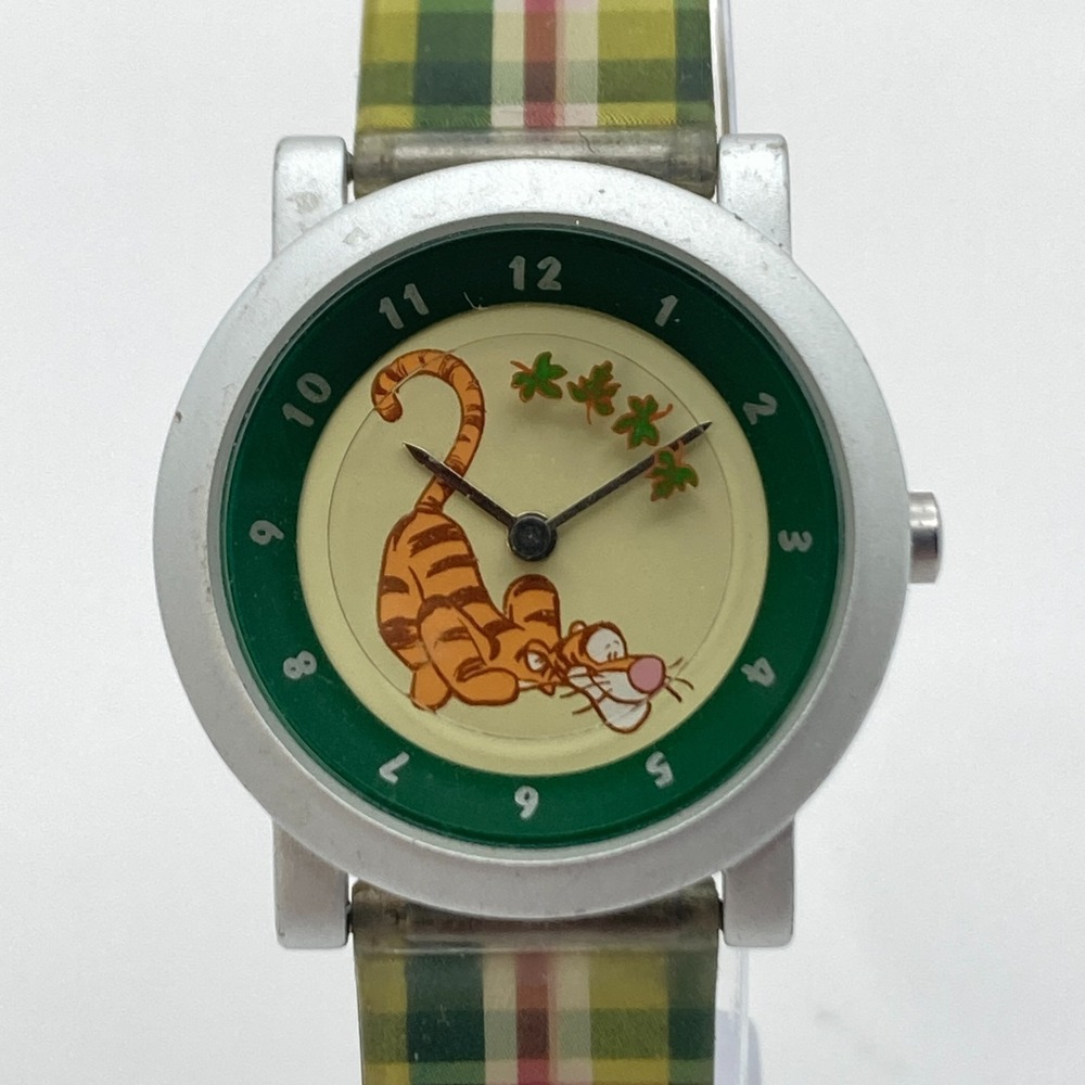 Disney Tigger Women's Watch Green Plaid Band 28mm Bouncy New Battery SMALL 7.5"